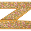 Sanskriti Vintage Sari Border Embroidered 1Yd Trim Sewing Yellow Craft Deco Lace