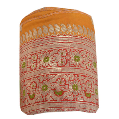 Sanskriti Vintage Sari Border Woven Brocade 1 Yd Trim Craft Sewing Red Zari Lace