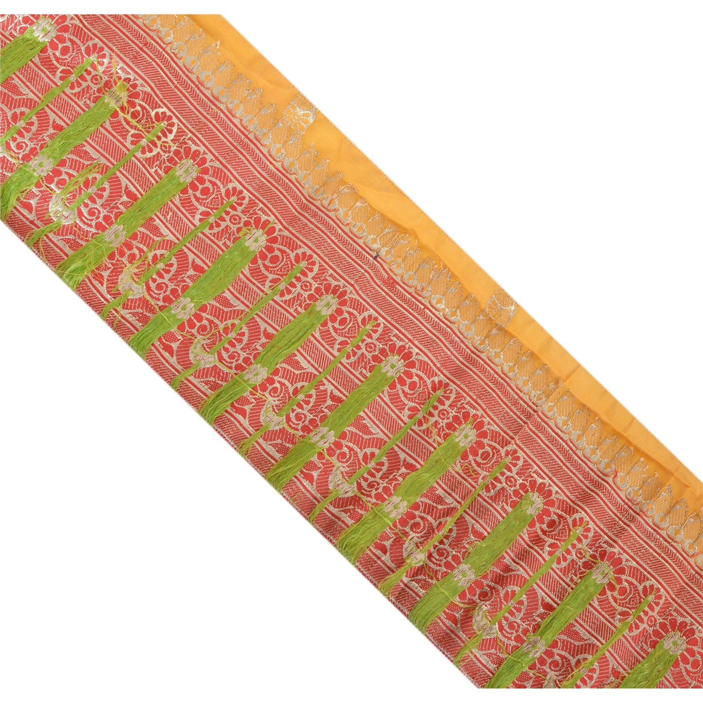 Sanskriti Vintage Sari Border Woven Brocade 1 Yd Trim Craft Sewing Red Zari Lace