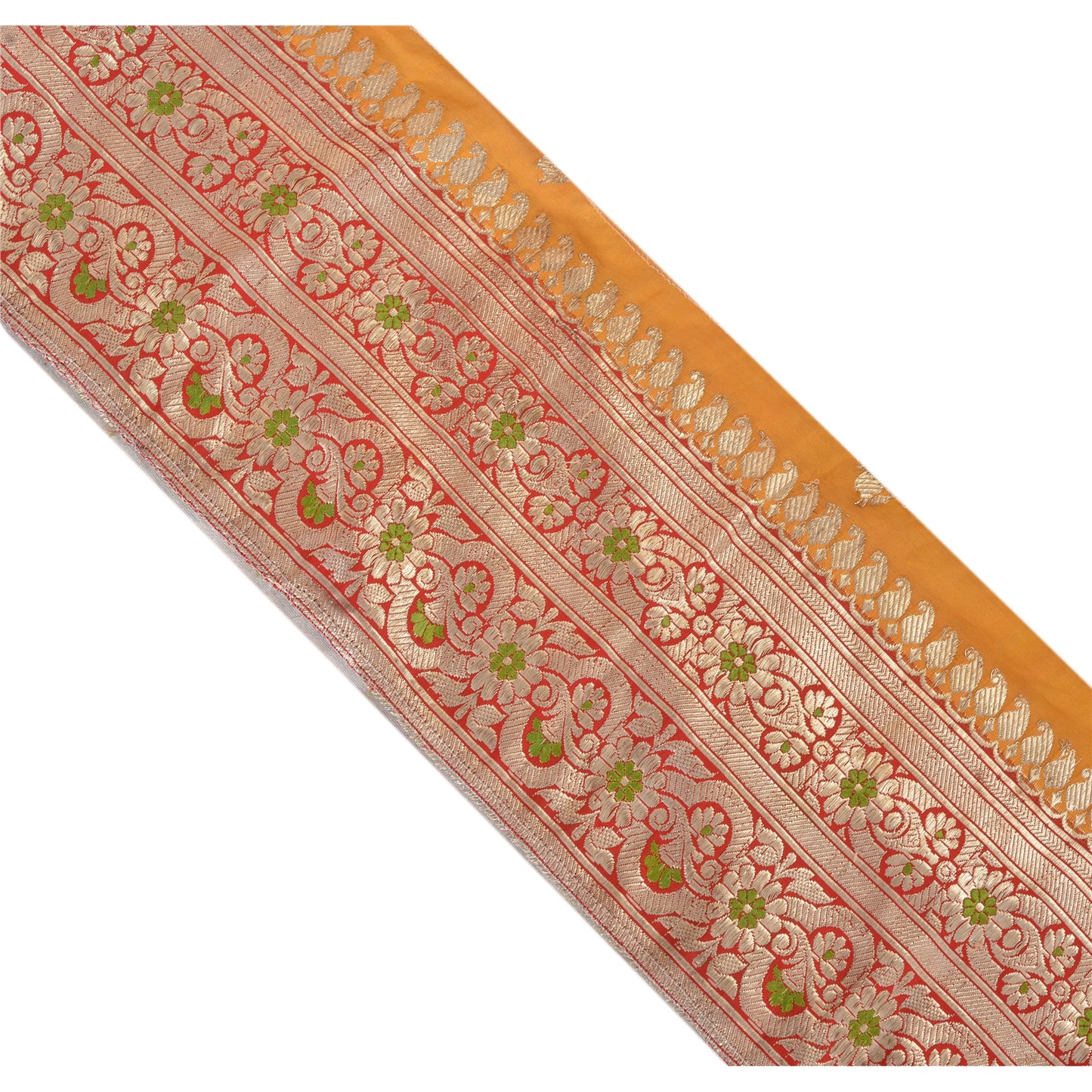 Sanskriti Vintage Sari Border Woven Brocade 1 Yd Trim Craft Sewing Red Zari Lace