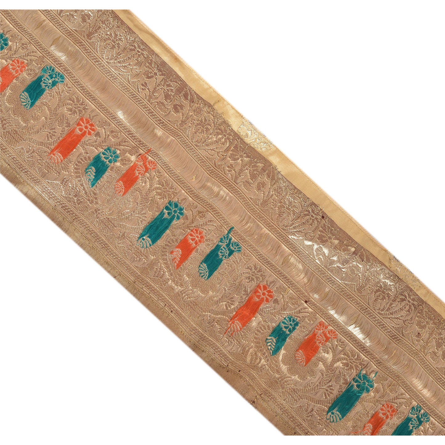 Sanskriti Vintage Sari Border Woven Brocade 1 Yd Trim Craft Sewing Brown Lace