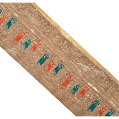 Sanskriti Vintage Sari Border Woven Brocade 1 Yd Trim Craft Sewing Brown Lace