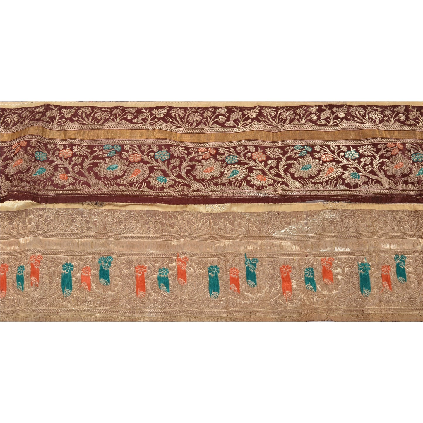 Sanskriti Vintage Sari Border Woven Brocade 1 Yd Trim Craft Sewing Brown Lace