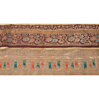 Sanskriti Vintage Sari Border Woven Brocade 1 Yd Trim Craft Sewing Brown Lace