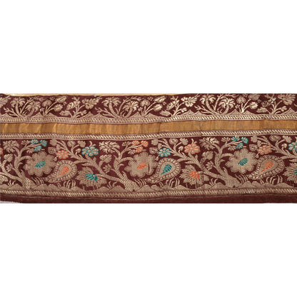 Sanskriti Vintage Sari Border Woven Brocade 1 Yd Trim Craft Sewing Brown Lace