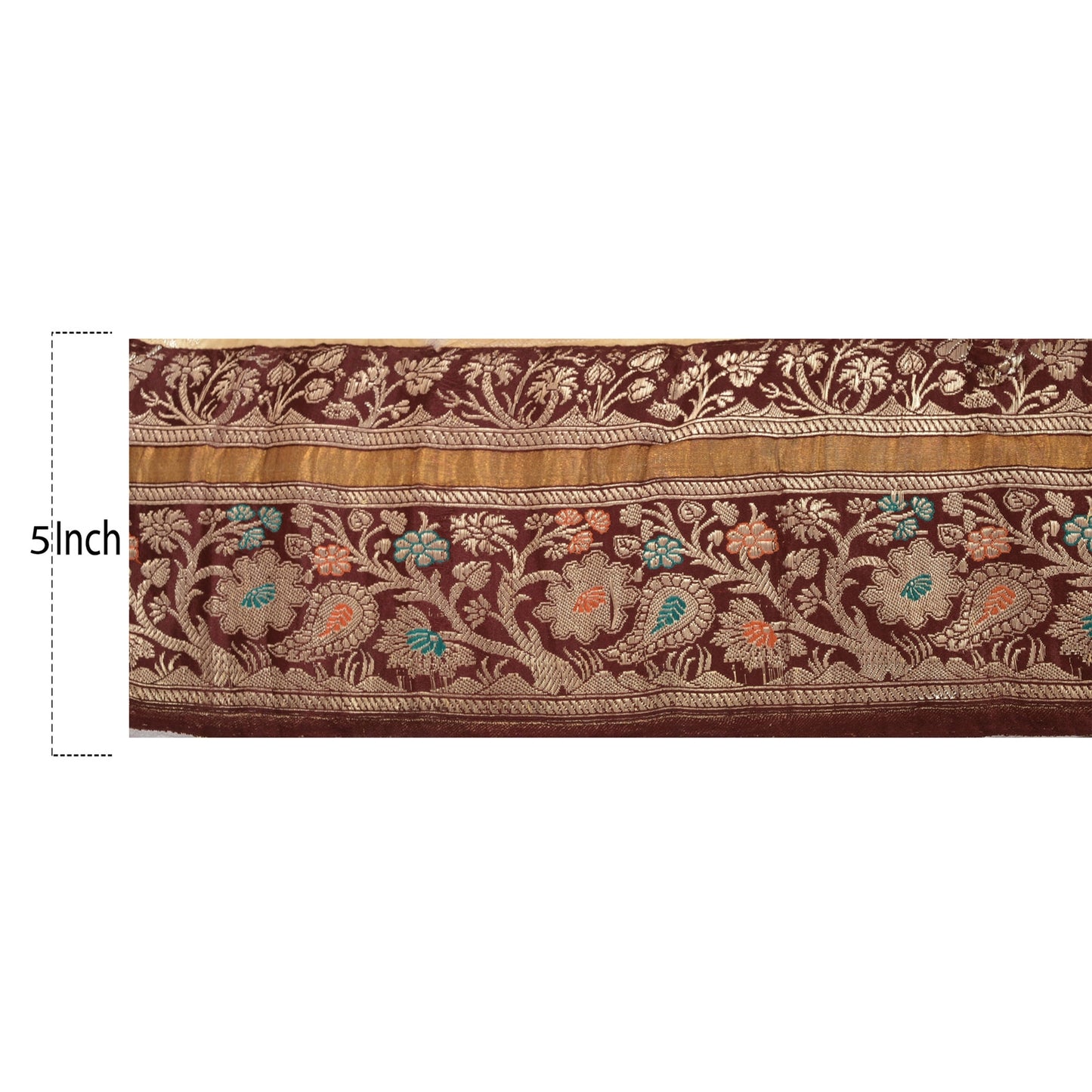 Sanskriti Vintage Sari Border Woven Brocade 1 Yd Trim Craft Sewing Brown Lace