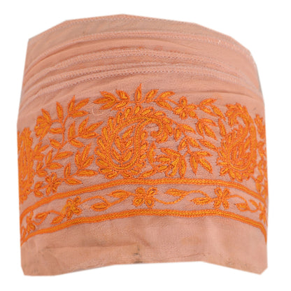 Санскрити Винтаж Сари Кайма Вышитая вручную 1 YD Отделка Шитье Персиковое кружево