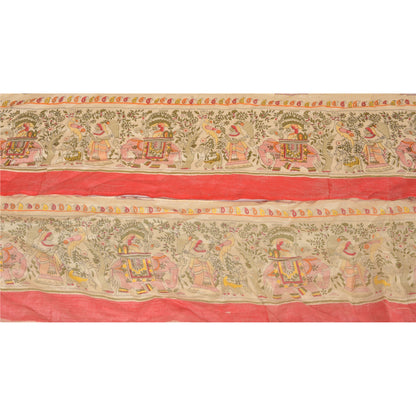 Sanskriti Vintage Sari Border Madhubani Printed 1Yd Trim Sewing Cream Craft Lace