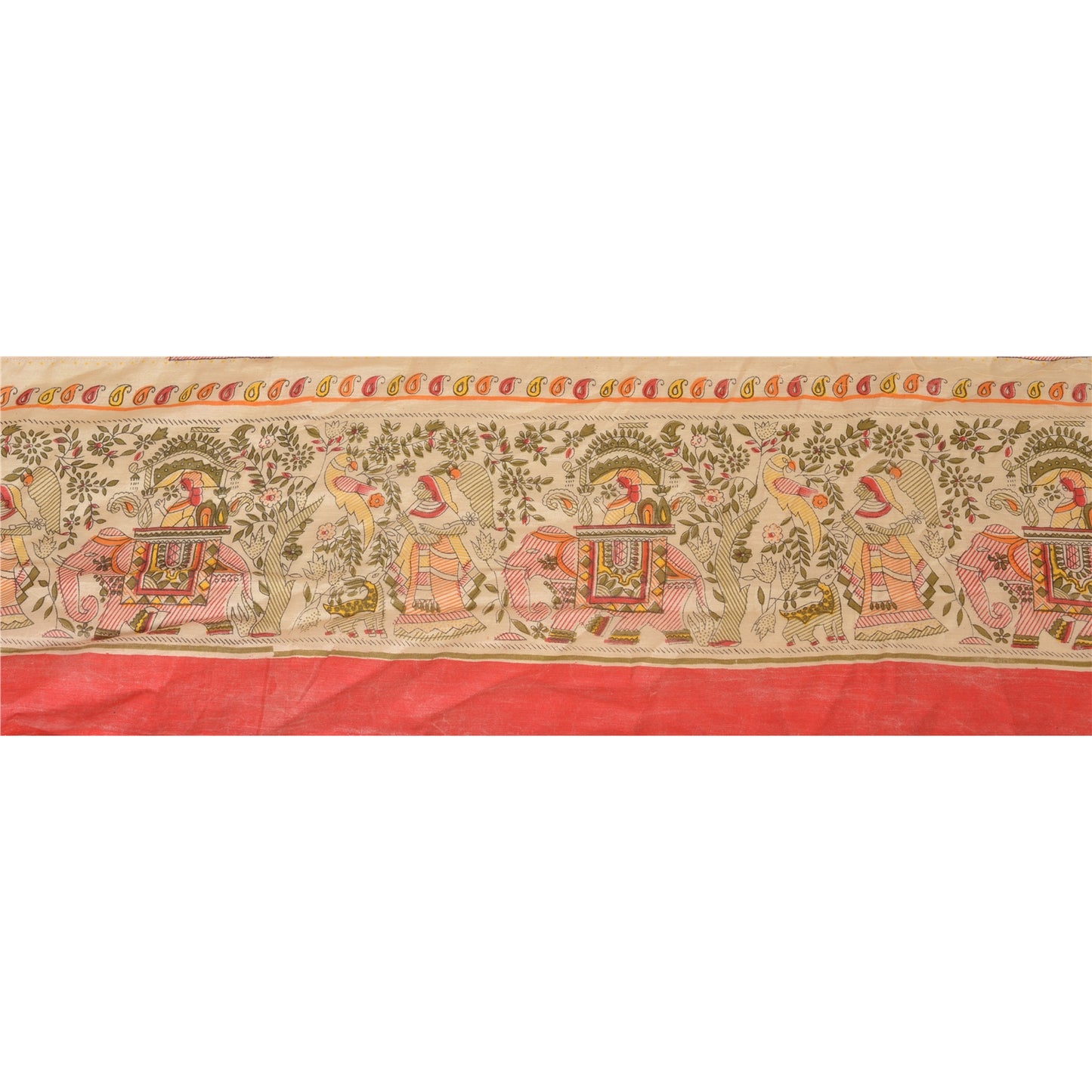 Sanskriti Vintage Sari Border Madhubani Printed 1Yd Trim Sewing Cream Craft Lace