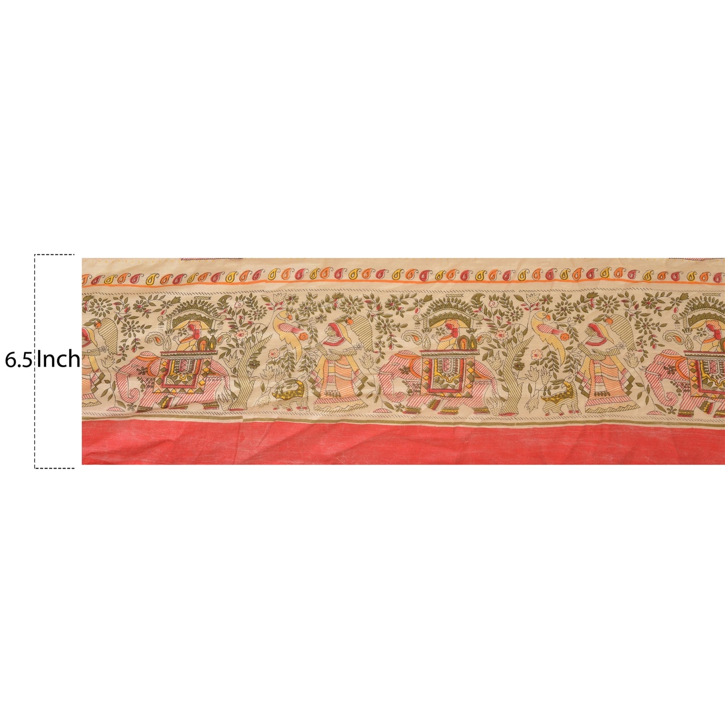 Sanskriti Vintage Sari Border Madhubani Printed 1Yd Trim Sewing Cream Craft Lace