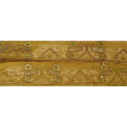 Sanskriti Vintage Sari Border Hand Beaded 1 Yd Indian Trim Sewing Green Lace