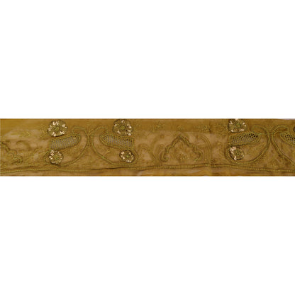 Sanskriti Vintage Sari Border Hand Beaded 1 Yd Indian Trim Sewing Green Lace