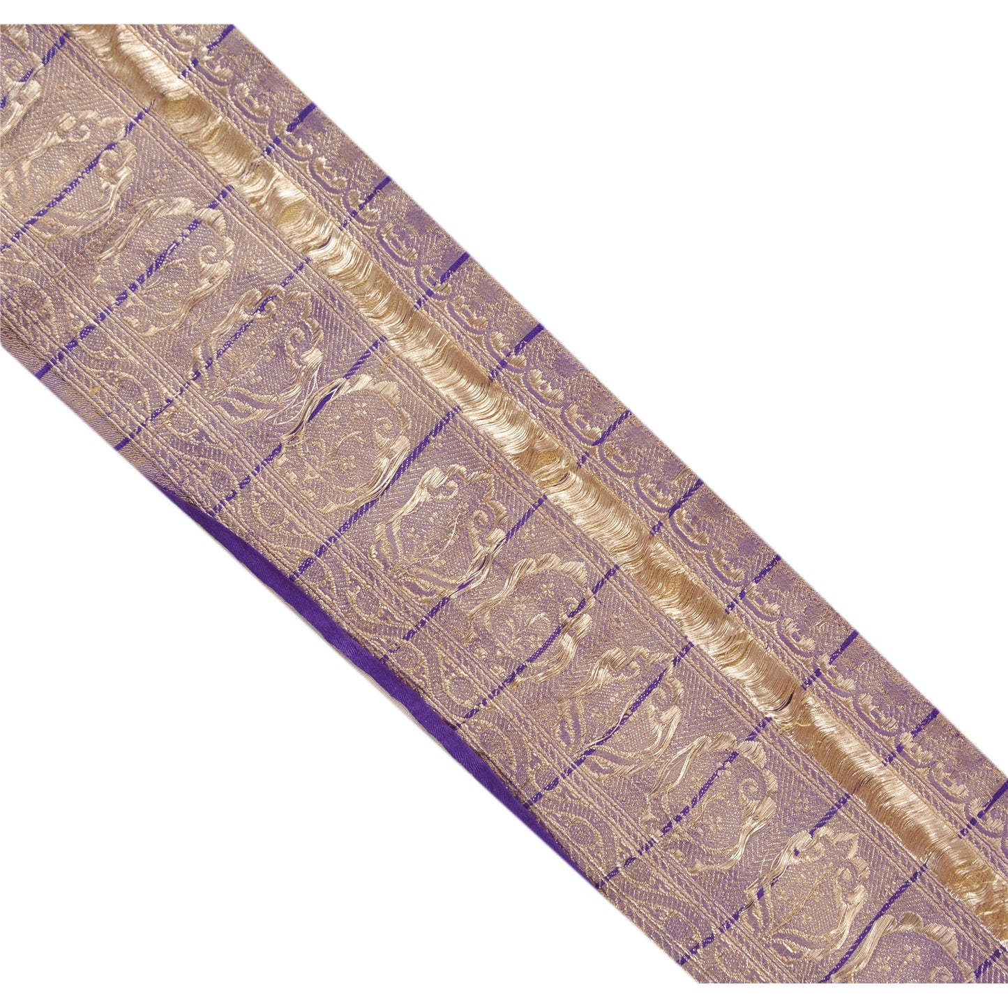 Sanskriti Vintage Sari Border Woven Brocade 1 YD Trim Craft Sewing Blue 4W Lace