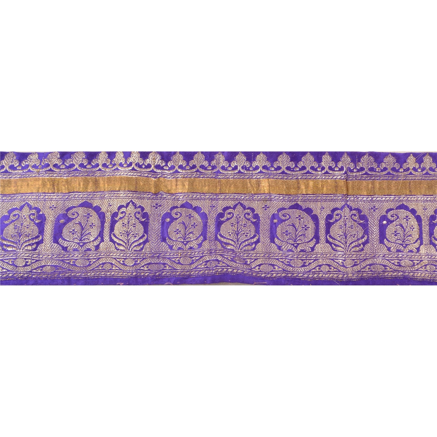 Sanskriti Vintage Sari Border Woven Brocade 1 YD Trim Craft Sewing Blue 4W Lace