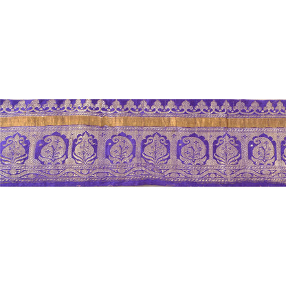 Sanskriti Vintage Sari Border Woven Brocade 1 YD Trim Craft Sewing Blue 4W Lace