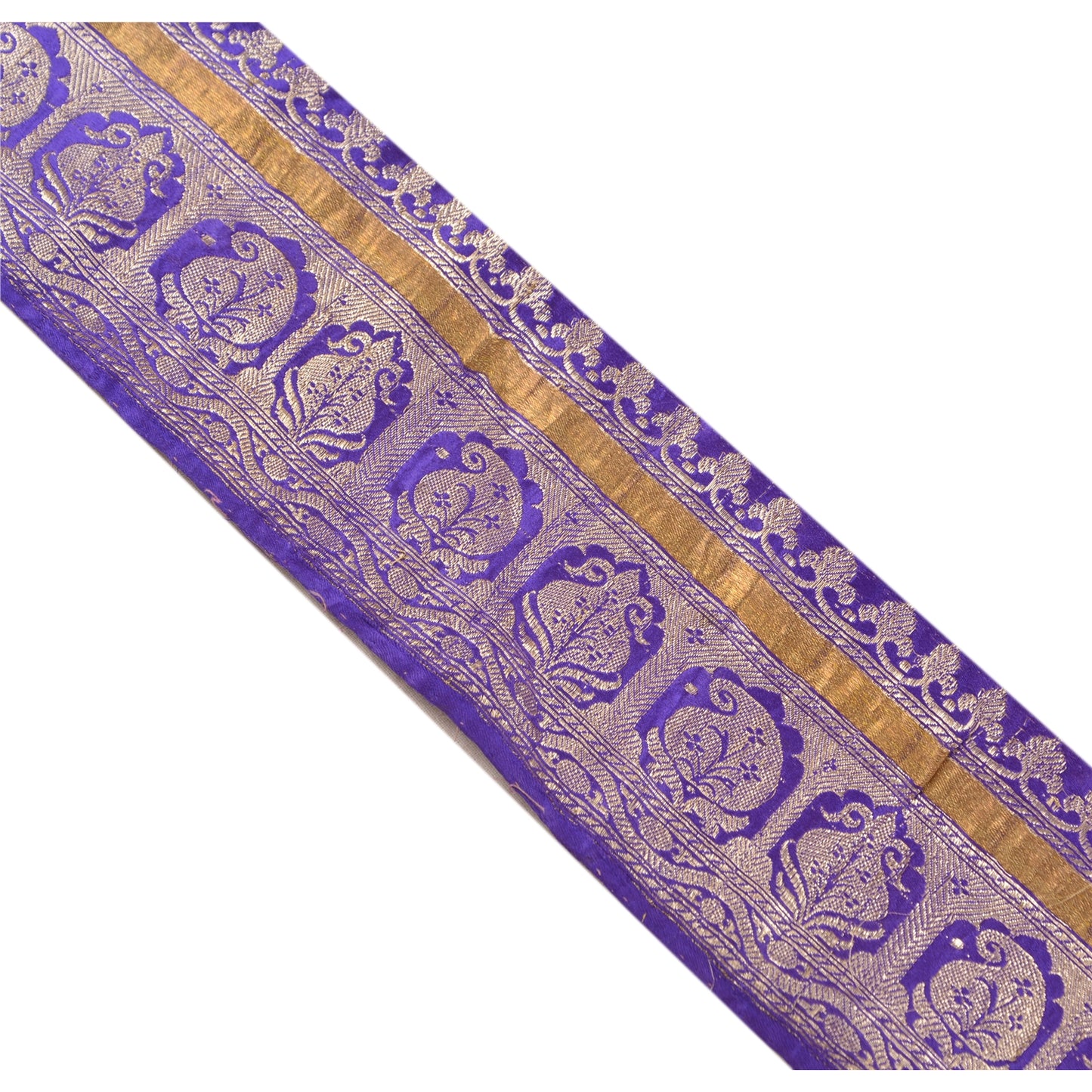 Sanskriti Vintage Sari Border Woven Brocade 1 YD Trim Craft Sewing Blue 4W Lace