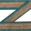 Sanskriti Vintage Border Hand Beaded 1 YD Indian Trim Ribbon Green Zari Lace