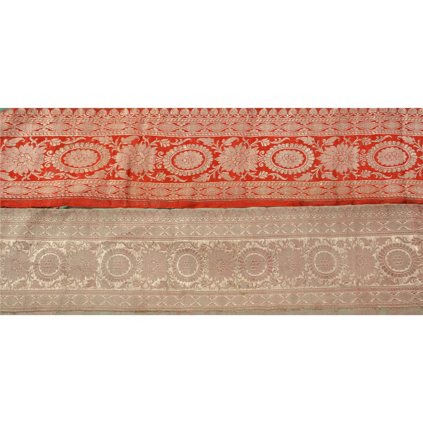 Sanskriti Vintage Sari Border Woven Brocade 1 YD Trim Craft Sewing Red Lace