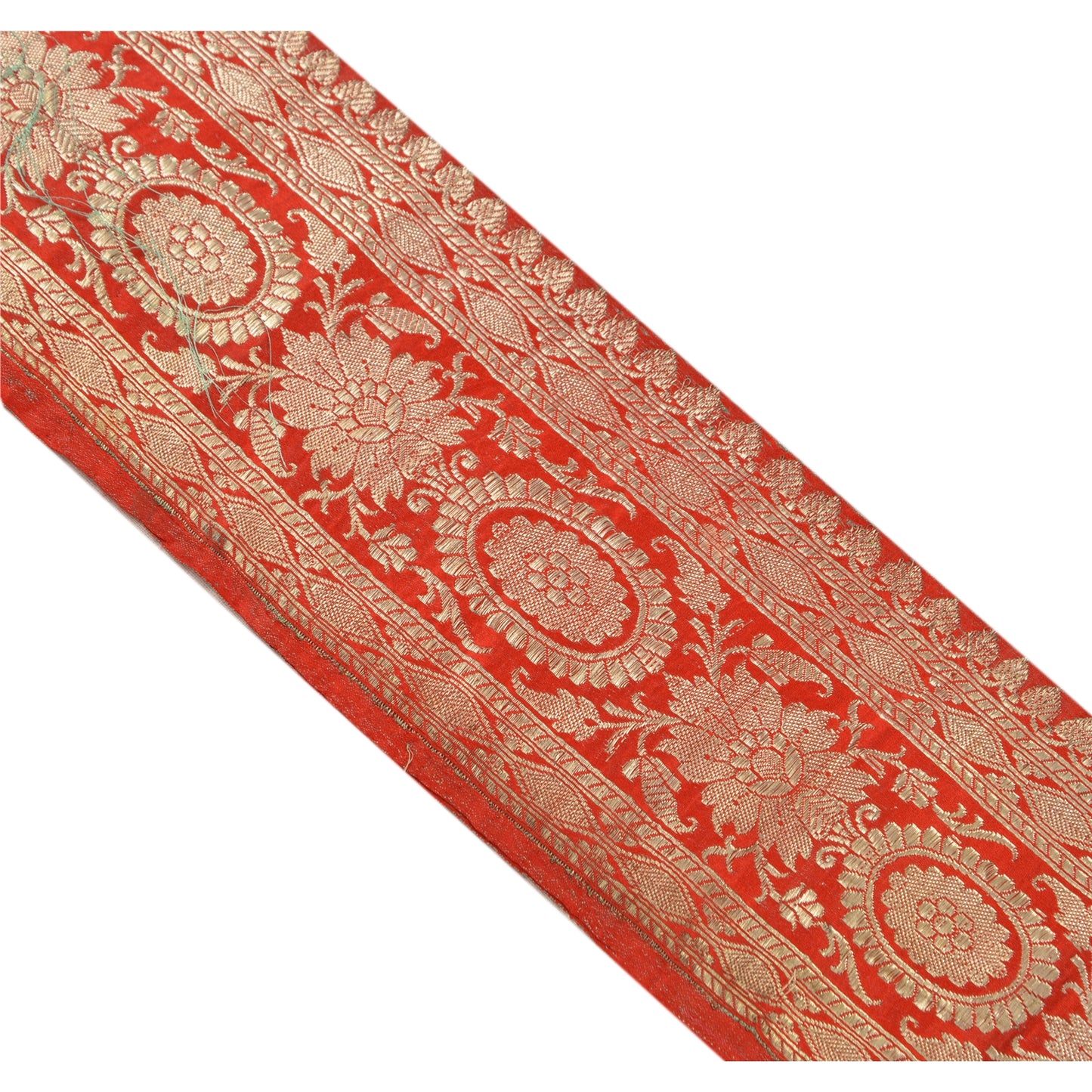 Sanskriti Vintage Sari Border Woven Brocade 1 YD Trim Craft Sewing Red Lace