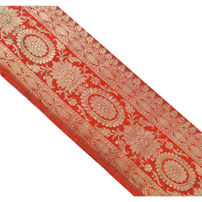 Sanskriti Vintage Sari Border Woven Brocade 1 YD Trim Craft Sewing Red Lace