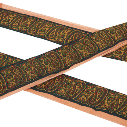 Sanskriti Vintage Sari Border Embroidered 1YD  Trim Sewing Peach Patch Lace 3.3"