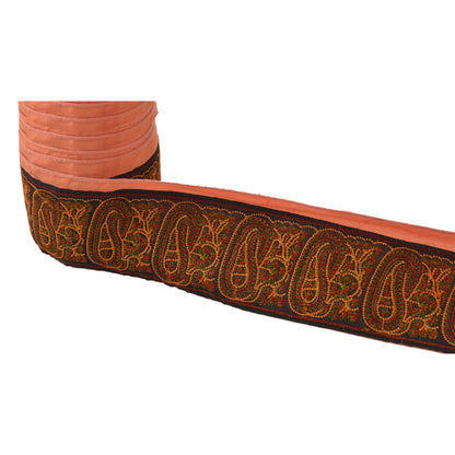 Sanskriti Vintage Sari Border Embroidered 1YD  Trim Sewing Peach Patch Lace 3.3"