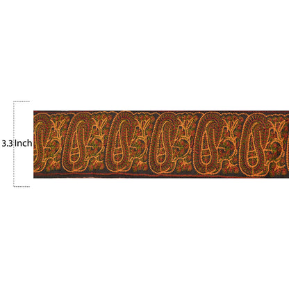 Sanskriti Vintage Sari Border Embroidered 1YD  Trim Sewing Peach Patch Lace 3.3"