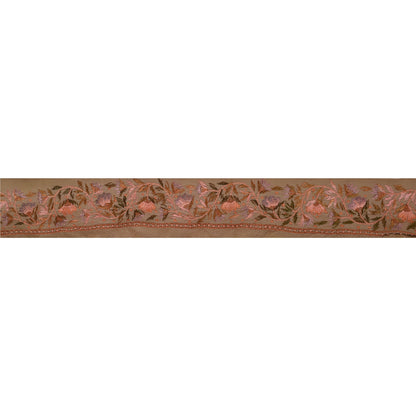 Sanskriti Vintage Sari Border Hand Embroidered 1Yd Indian Trim Ribbon Brown Lace