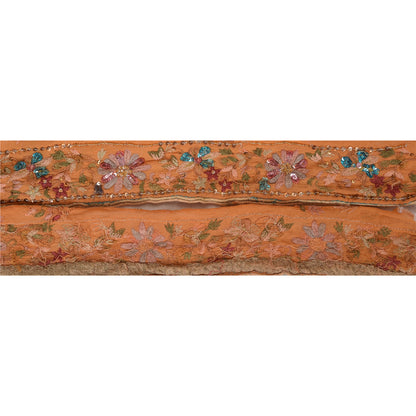 Sanskriti Vintage Sari Border Hand Beaded 1 Yd Indian Trim Ribbon Saffron Lace