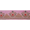 Sanskriti Vintage Sari Border Hand Beaded 1 Yd Indian Trim Sewing Pink Zari Lace