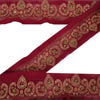 Sanskrit Vintage Border Antique Hand Embroidered 1YD Trim Sewing Red Craft Lace