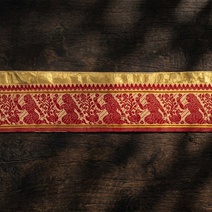 Sanskriti Vintage Cream Blend Silk 1 YD Sari Border Woven Baluchari Trim Sewing