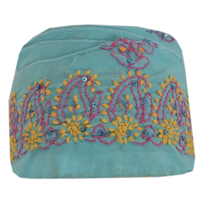 Sanskriti Vintage Chikankari Sari Border Hand Embroidered 1 YD Sewing Blue Lace
