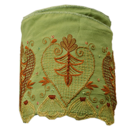 Sanskriti Vintage Sari Border Hand Beaded 1 Yd Indian Trim Sewing Green Lace