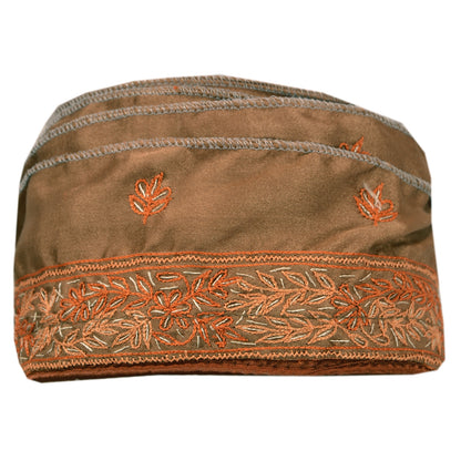 Sanskriti Vintage Sari Border Hand Embroidered 1Yd Indian Trim Ribbon Brown Lace