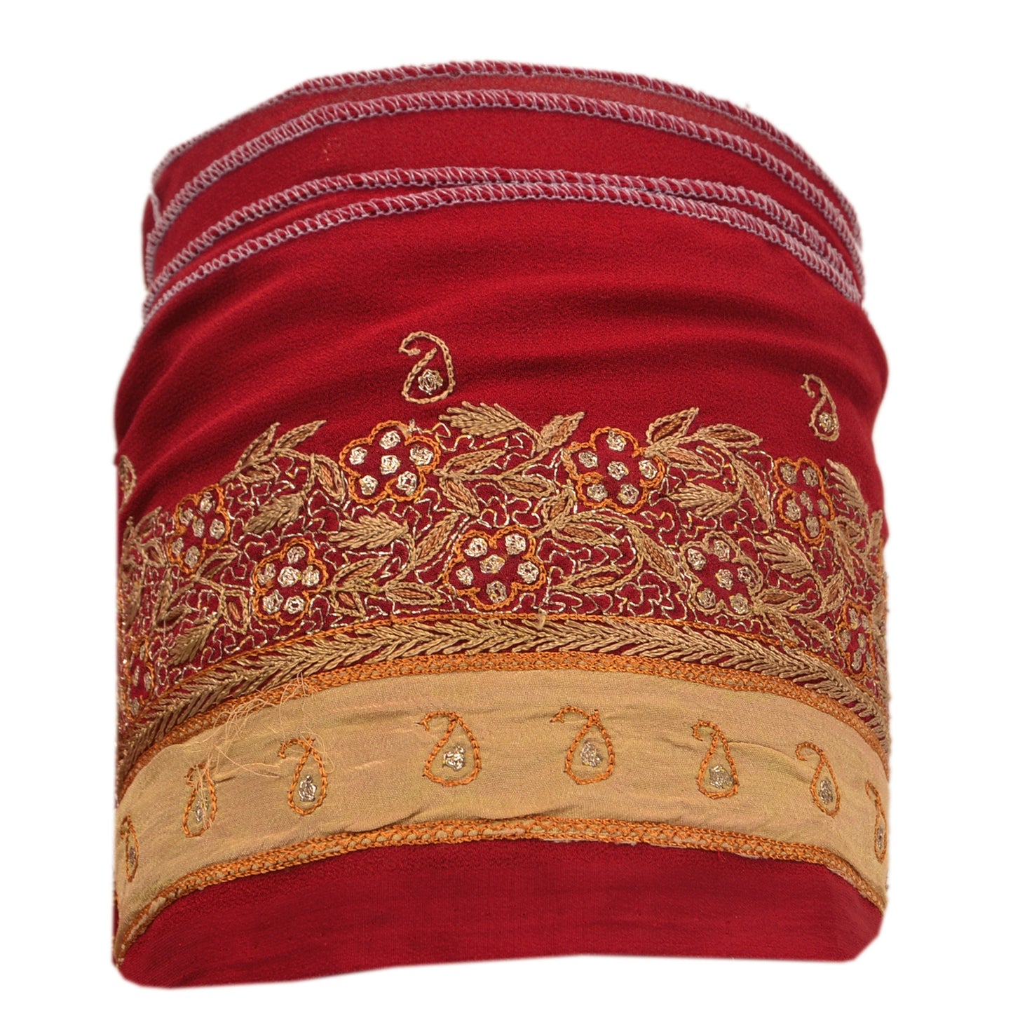 Sanskriti Vintage Sari Border Hand Embroidered 1YD Trim Sewing Red Craft Lace