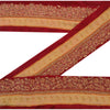 Sanskriti Vintage Sari Border Hand Embroidered 1YD Trim Sewing Red Craft Lace