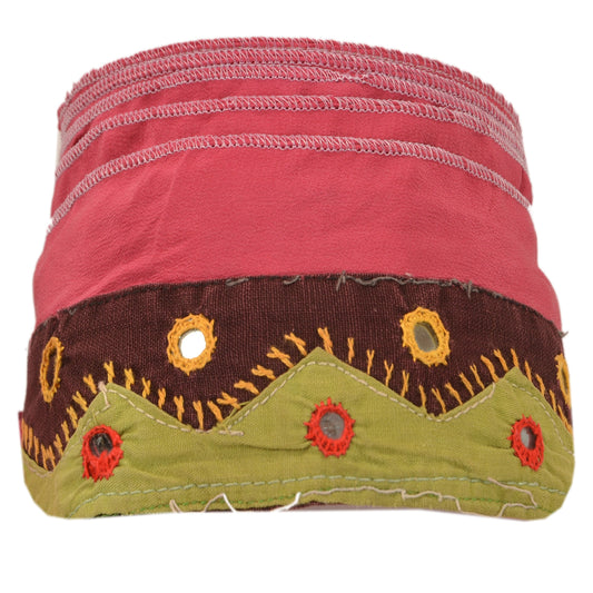 Sanskriti Vintage Sari Border Hand Embroidered 1 Yd Trim Ribbon Multi Color Lace