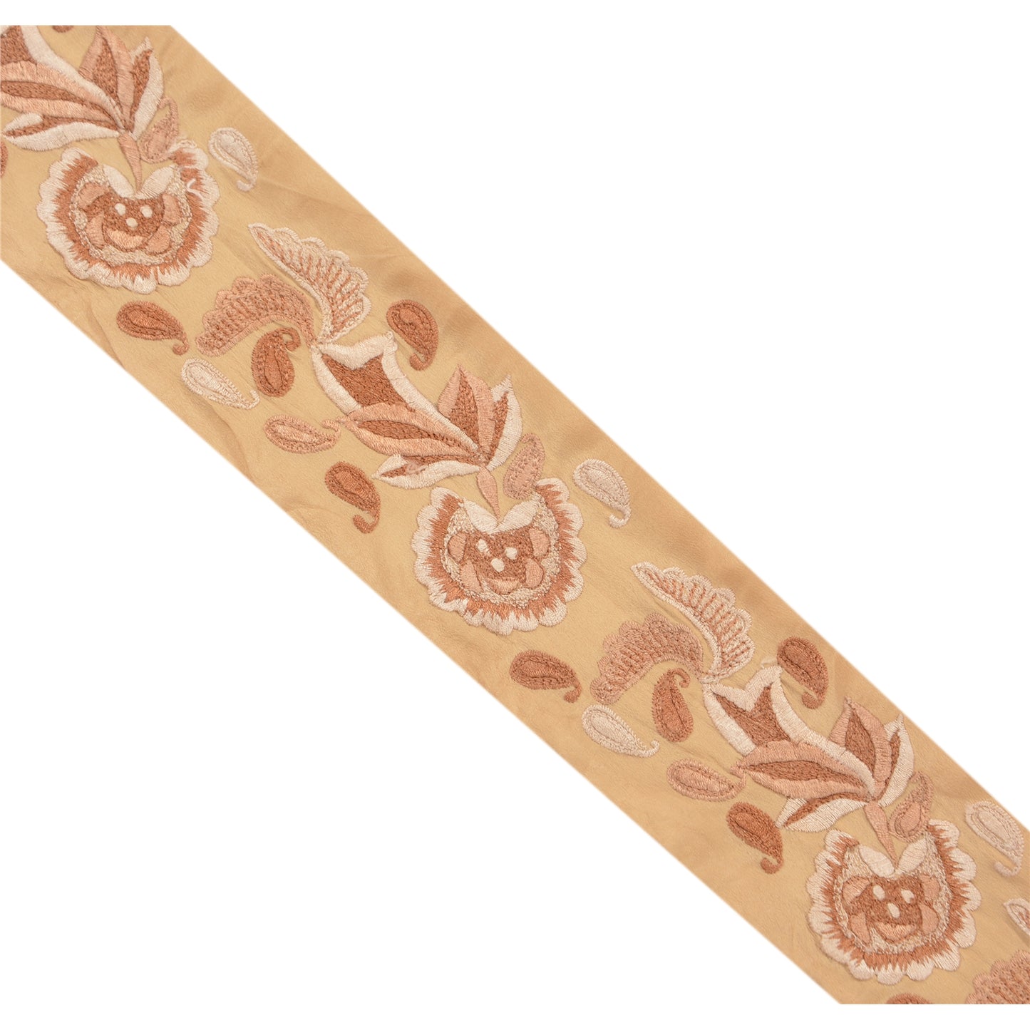 Sanskriti Vintage Border Embroidered 1 Yard Trim Sewing Cream Craft Soft Lace