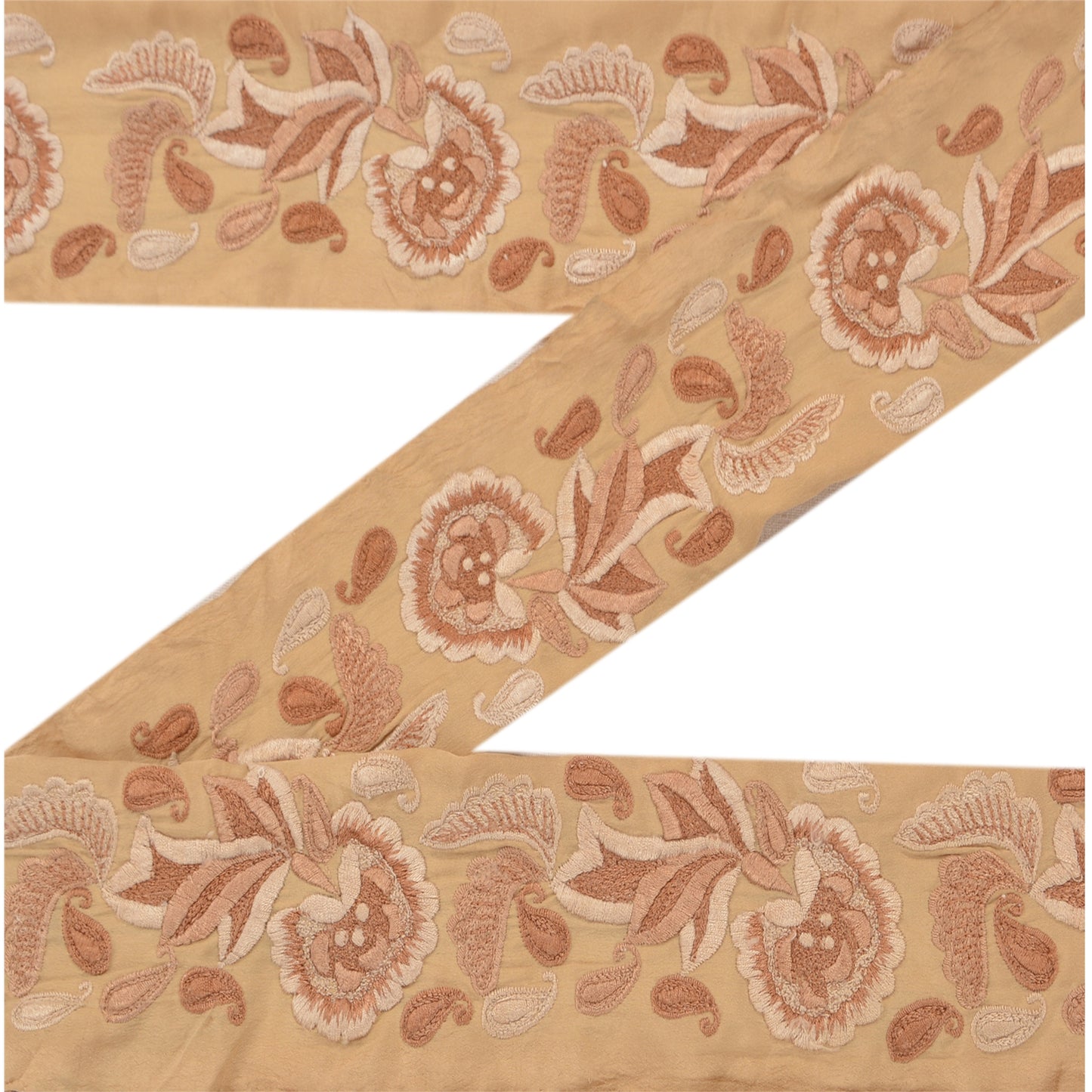 Sanskriti Vintage Border Embroidered 1 Yard Trim Sewing Cream Craft Soft Lace