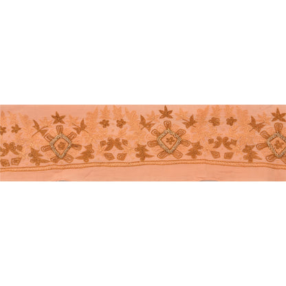 Sanskriti Vintage Sari Border Hand Embroidered 1 YD Zardozi  Peach Craft Lace