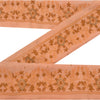 Sanskriti Vintage Sari Border Hand Embroidered 1 YD Zardozi  Peach Craft Lace