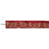 Sanskriti Vintage Sari Border Hand Embroidered 1 Yd Trim Ribbon Dark Red Lace