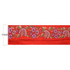 Sanskriti Vintage Border Antique Embroidered 1Yd Trim Sewing Red Craft Deco Lace