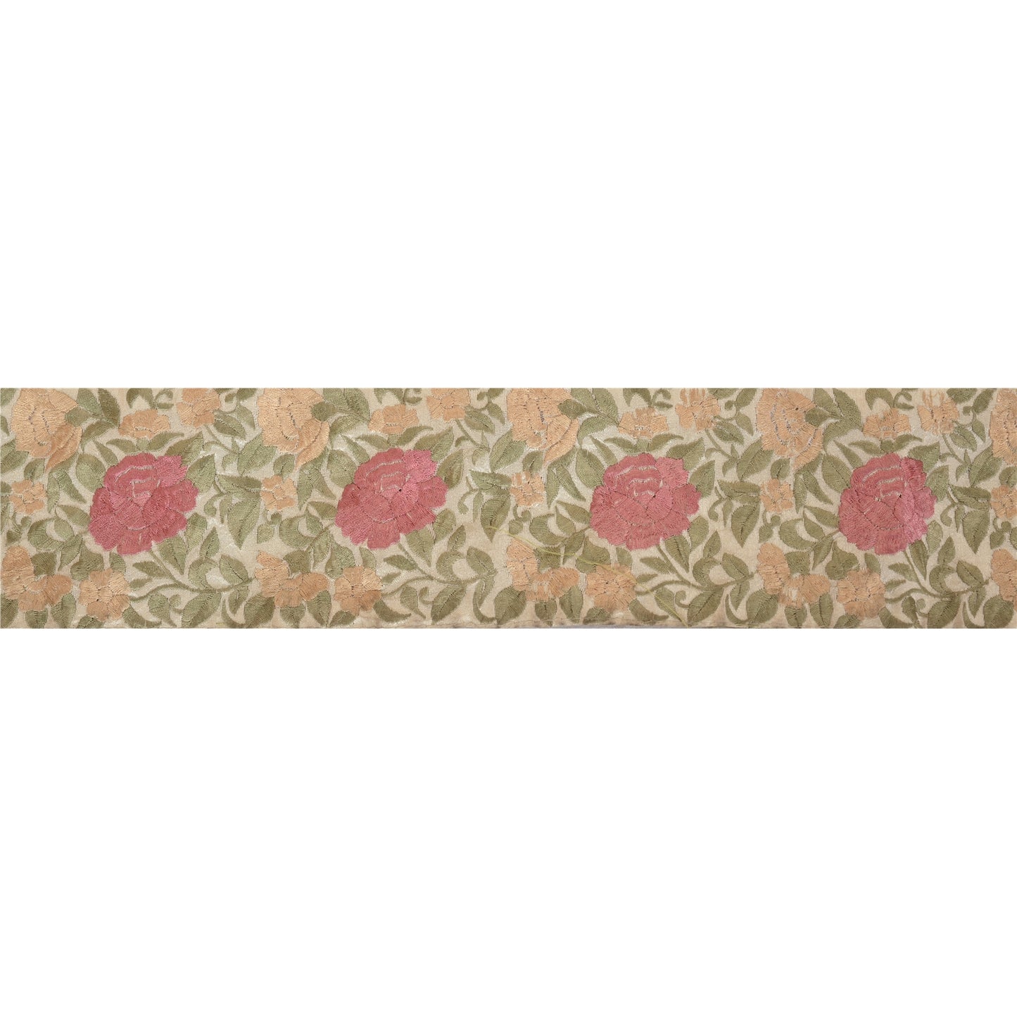 Sanskriti Vintage Parsee Sari Border Embroidered 1 Yard Trim Sewing Craft Lace