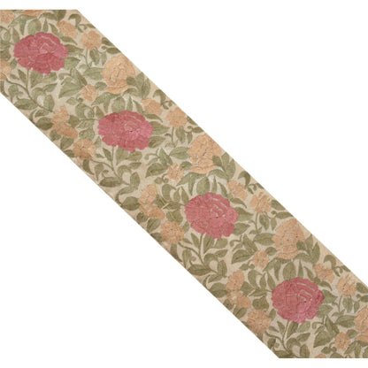 Sanskriti Vintage Parsee Sari Border Embroidered 1 Yard Trim Sewing Craft Lace