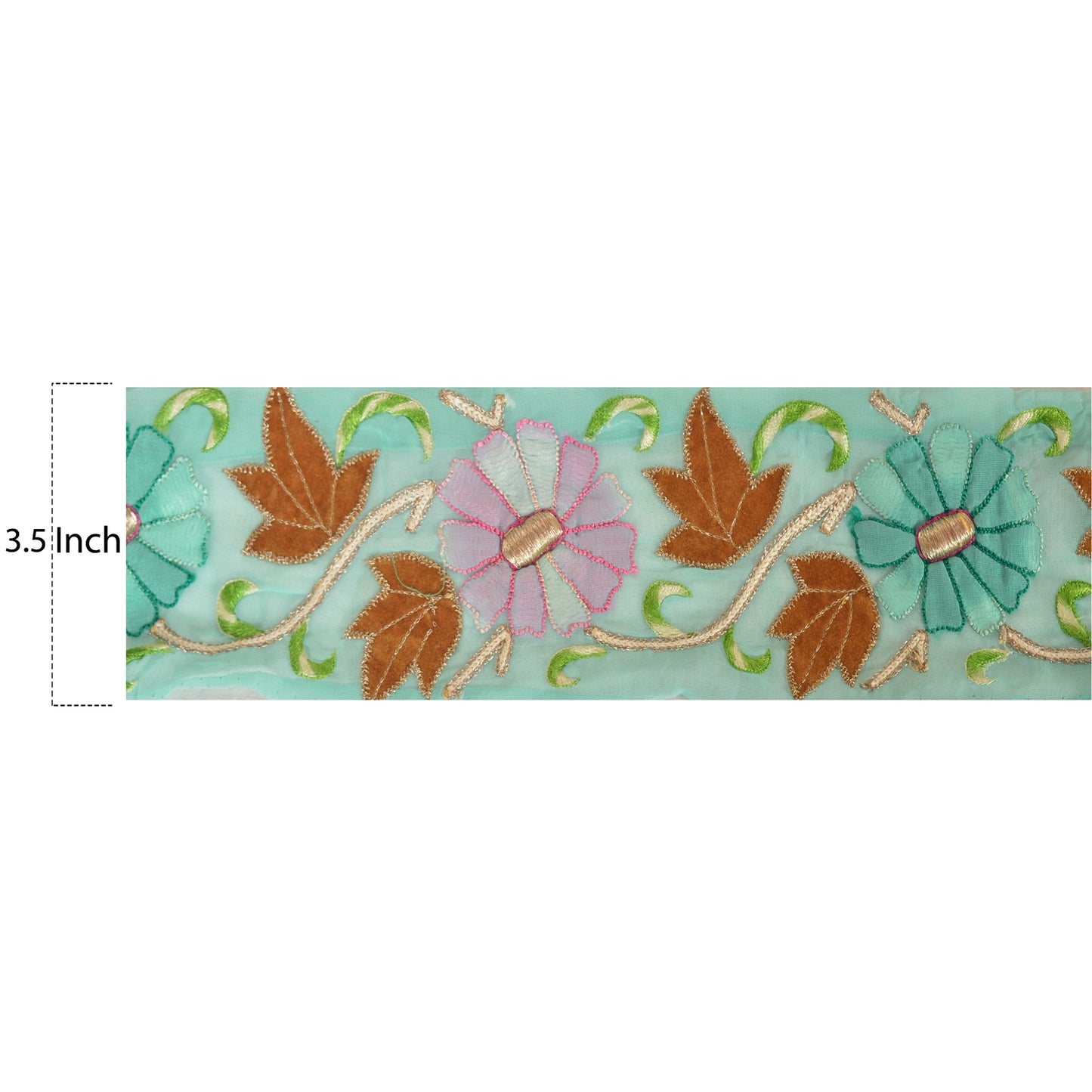 Sanskriti Vintage Sari Border Hand Embroidered 1 Yd Trim Sewing Blue Craft Lace