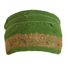 SANSKRITI VINTAGE Border Hand Embroidered 1 YD Indian Trim Ribbon Green Lace