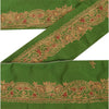 SANSKRITI VINTAGE Border Hand Embroidered 1 YD Indian Trim Ribbon Green Lace