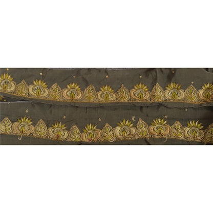 Sanskriti Vintage Sari Border Hand Embroidered 1Yd Indian Trim Ribbon Green Lace